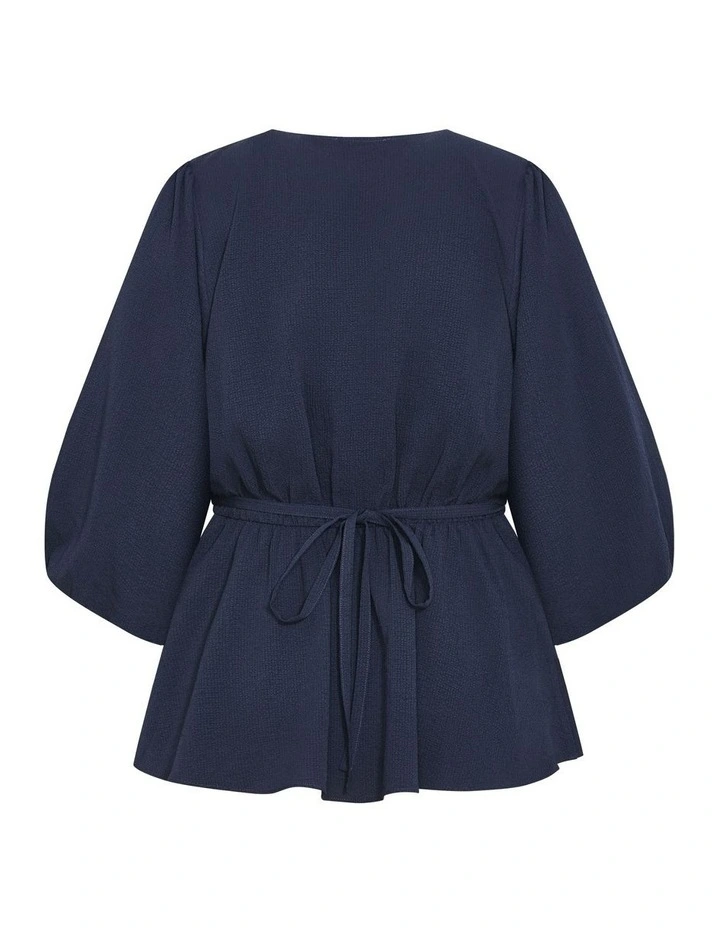 Celina Peplum Top in Navy image 5