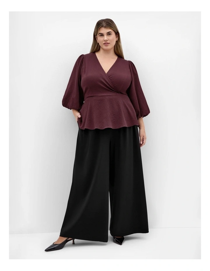 Celina Peplum Top in Bordeaux image 1