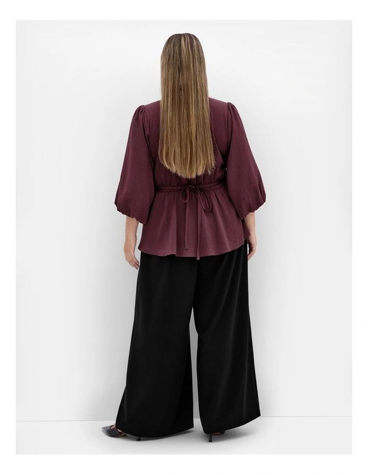 Celina Peplum Top in Bordeaux image 2
