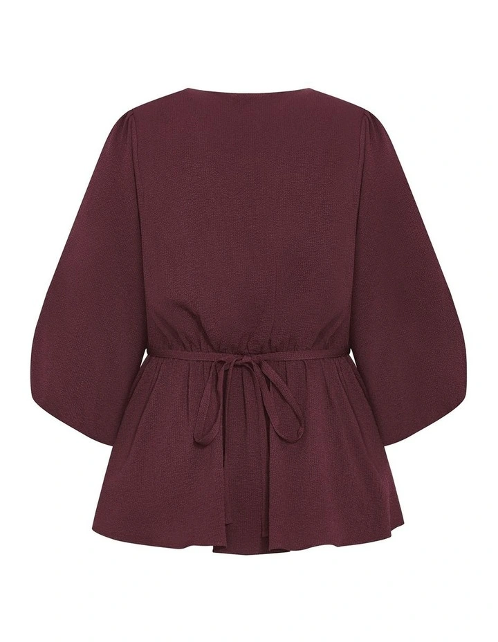 Celina Peplum Top in Bordeaux image 4