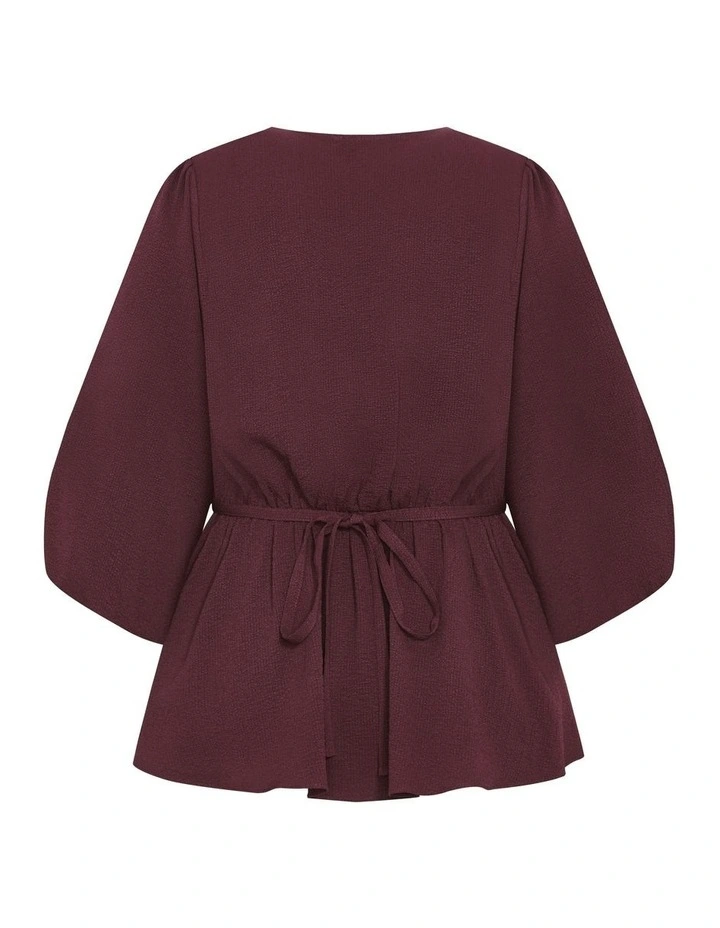 Celina Peplum Top in Bordeaux image 5