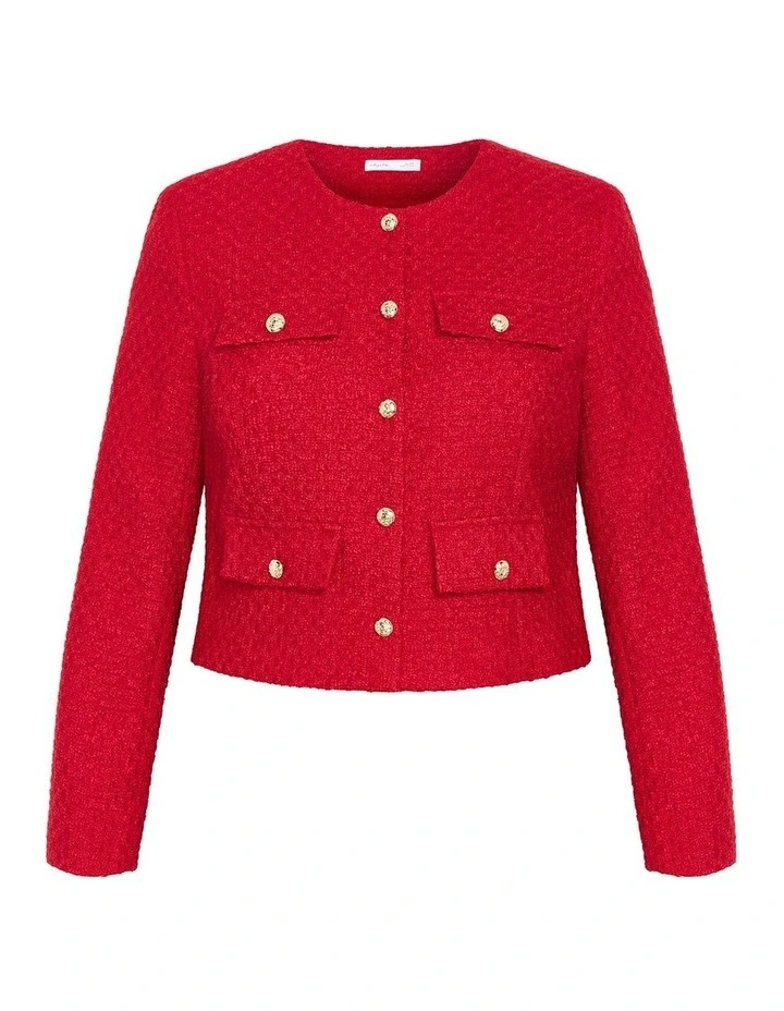 Krystal Boucle Jacket in Red image 3