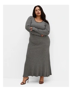 Remi Long Sleeve Rib Maxi Dress in Grey