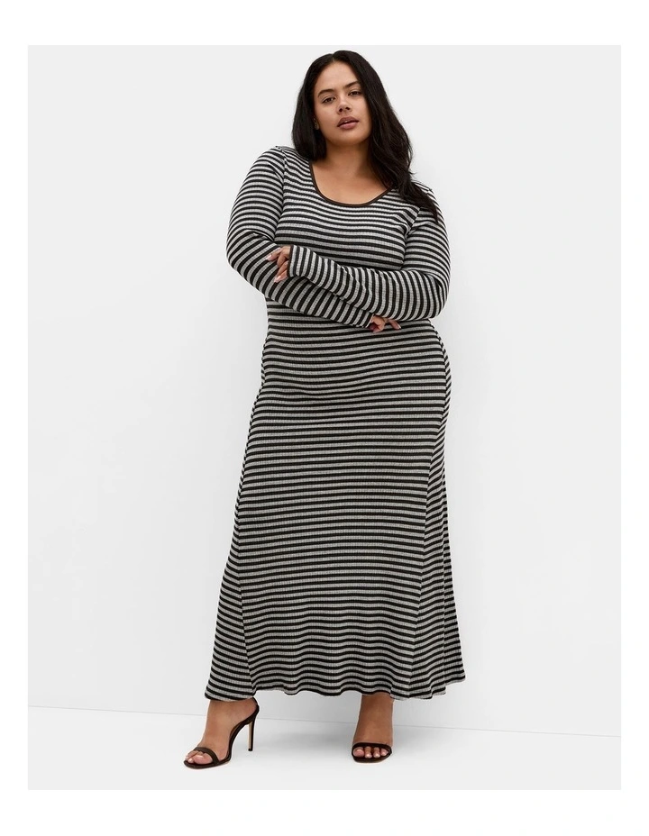 Remi Long Sleeve Rib Maxi Dress in Grey image 1
