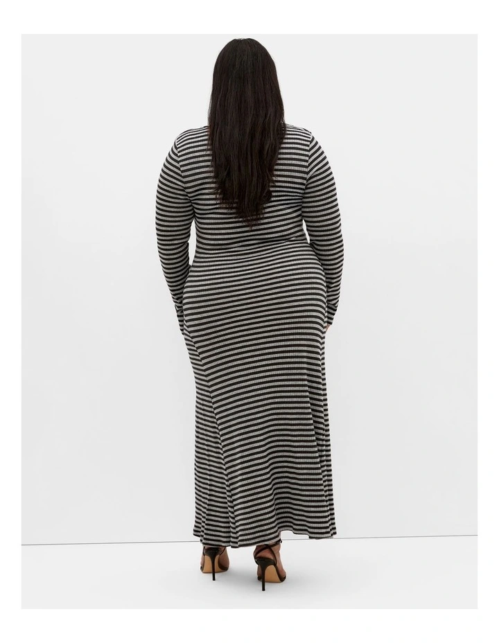 Remi Long Sleeve Rib Maxi Dress in Grey image 2