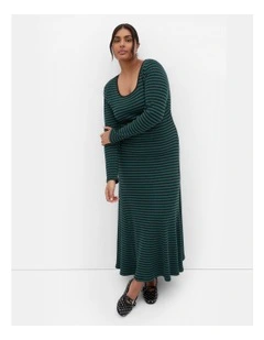Remi Long Sleeve Rib Maxi Dress in Green