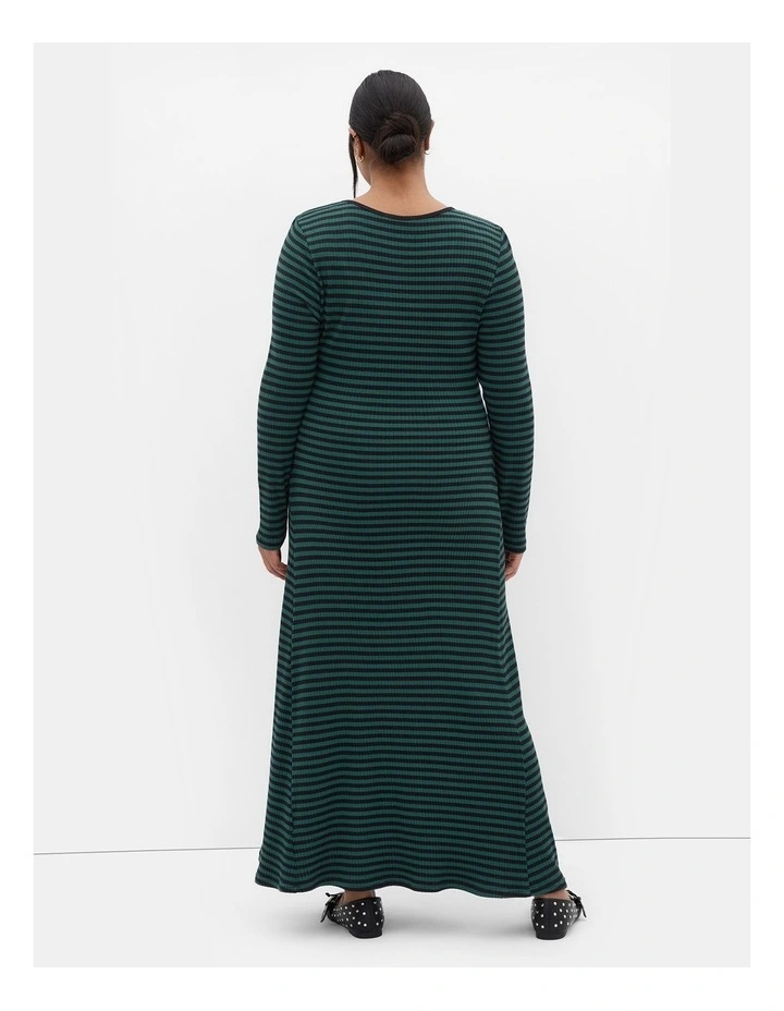 Remi Long Sleeve Rib Maxi Dress in Green image 2