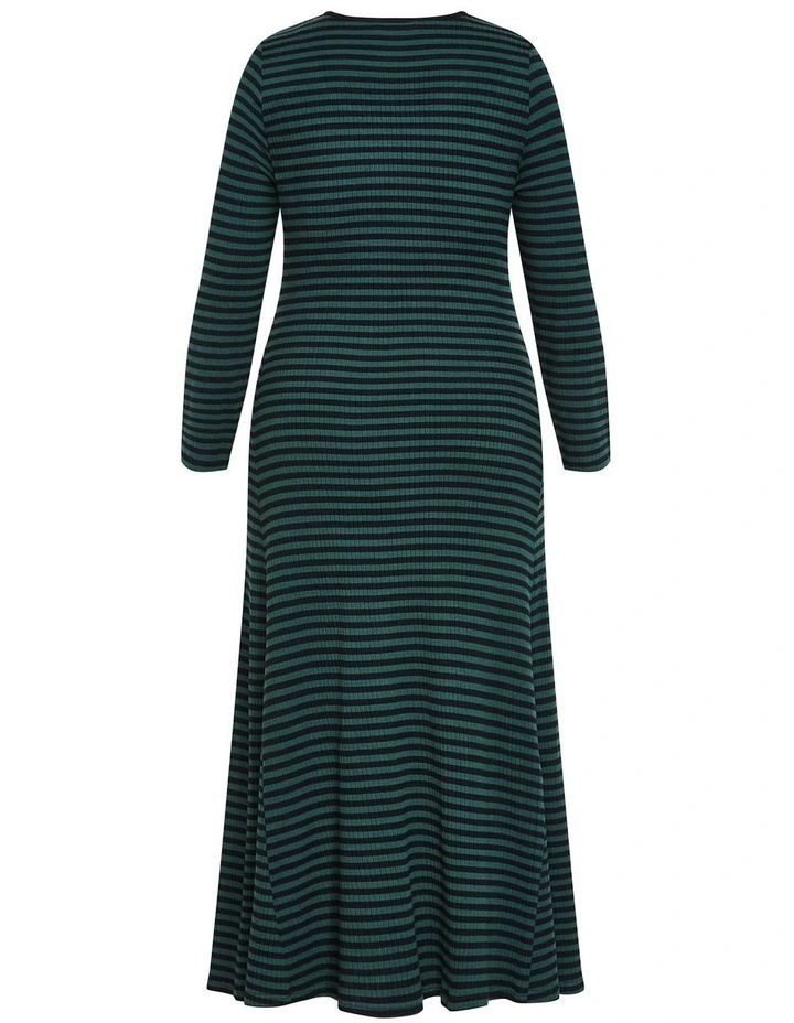 Remi Long Sleeve Rib Maxi Dress in Green image 4