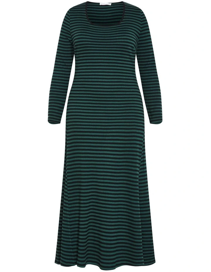 Remi Long Sleeve Rib Maxi Dress in Green image 5