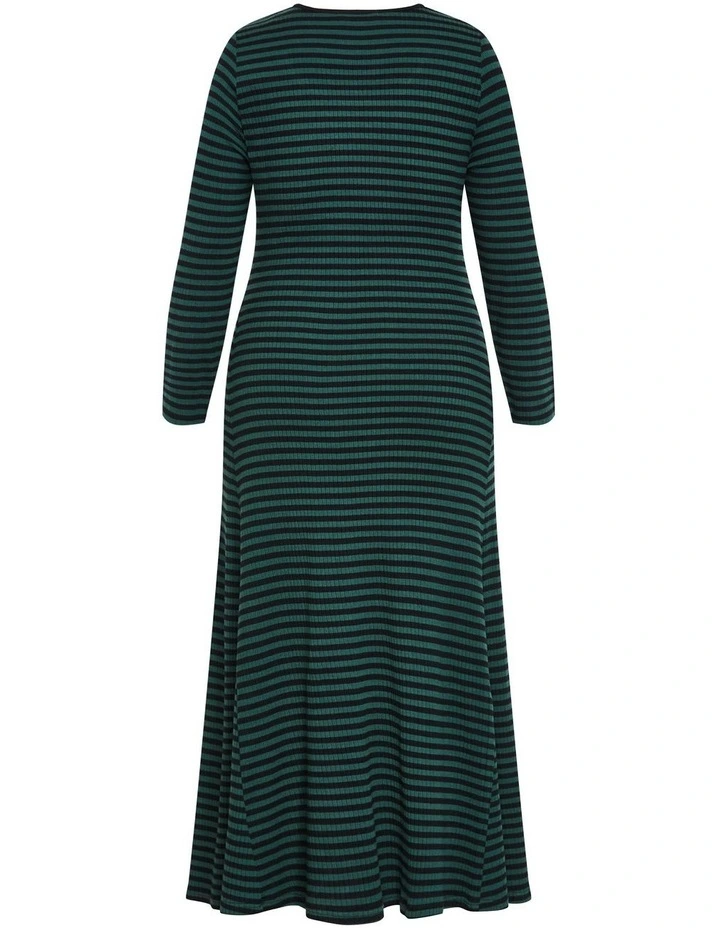 Remi Long Sleeve Rib Maxi Dress in Green image 6