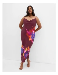 Sienna Print Slip Dress in Dark Cherry