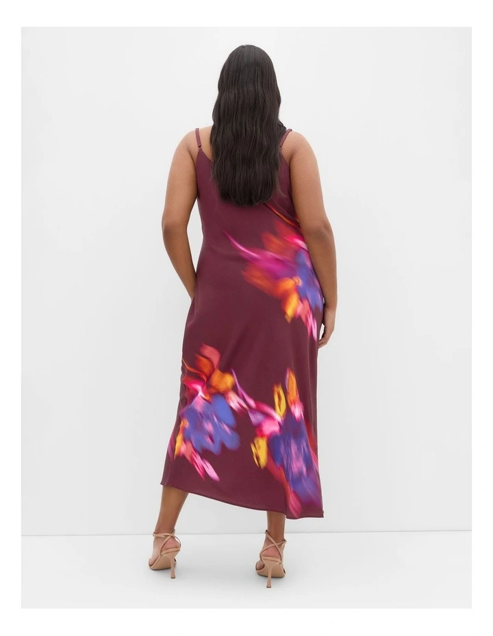 Sienna Print Slip Dress in Dark Cherry image 2