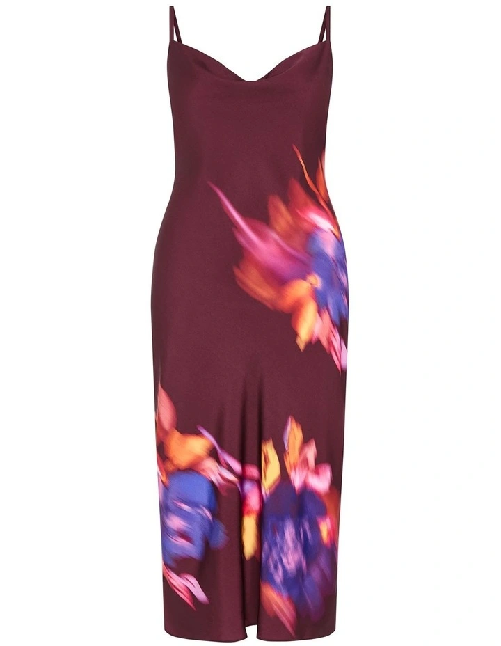 Sienna Print Slip Dress in Dark Cherry image 3