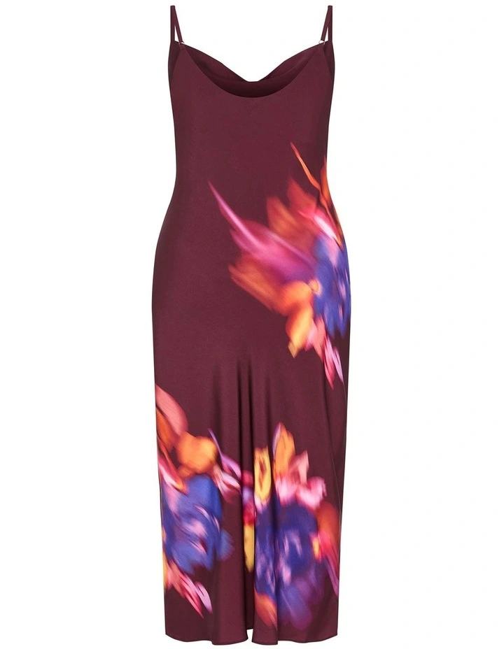 Sienna Print Slip Dress in Dark Cherry image 4