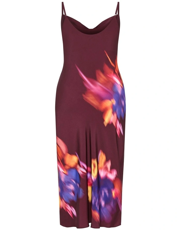 Sienna Print Slip Dress in Dark Cherry image 6