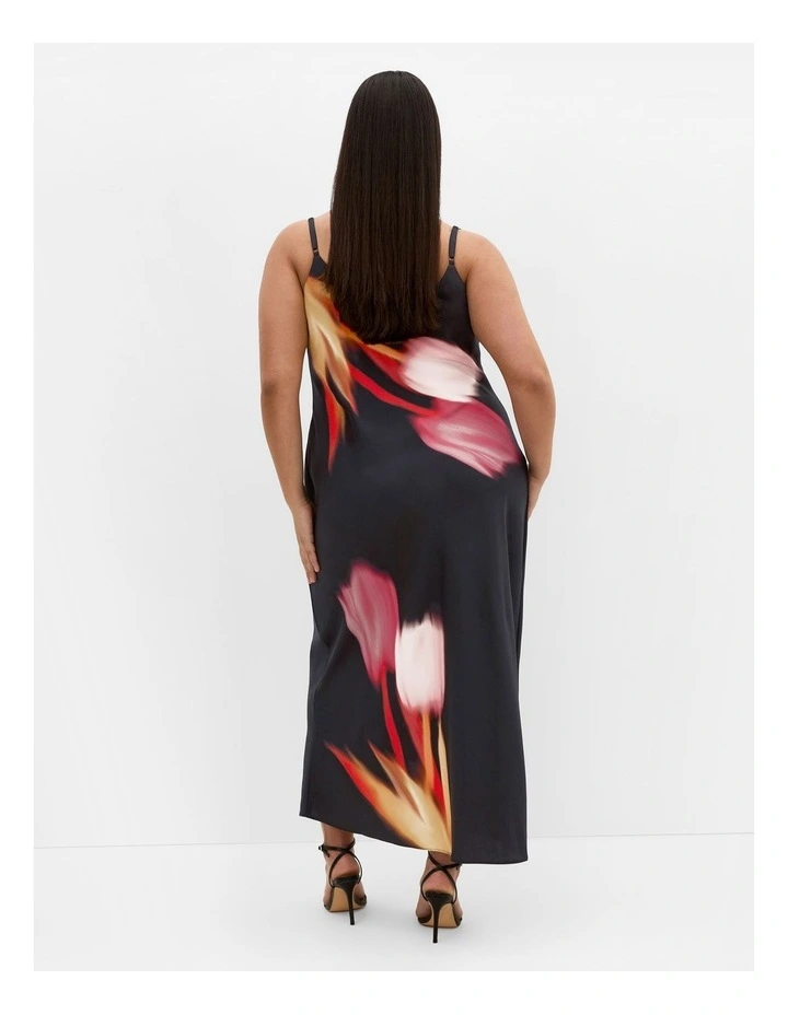 Sienna Print Slip Dress in Black image 2