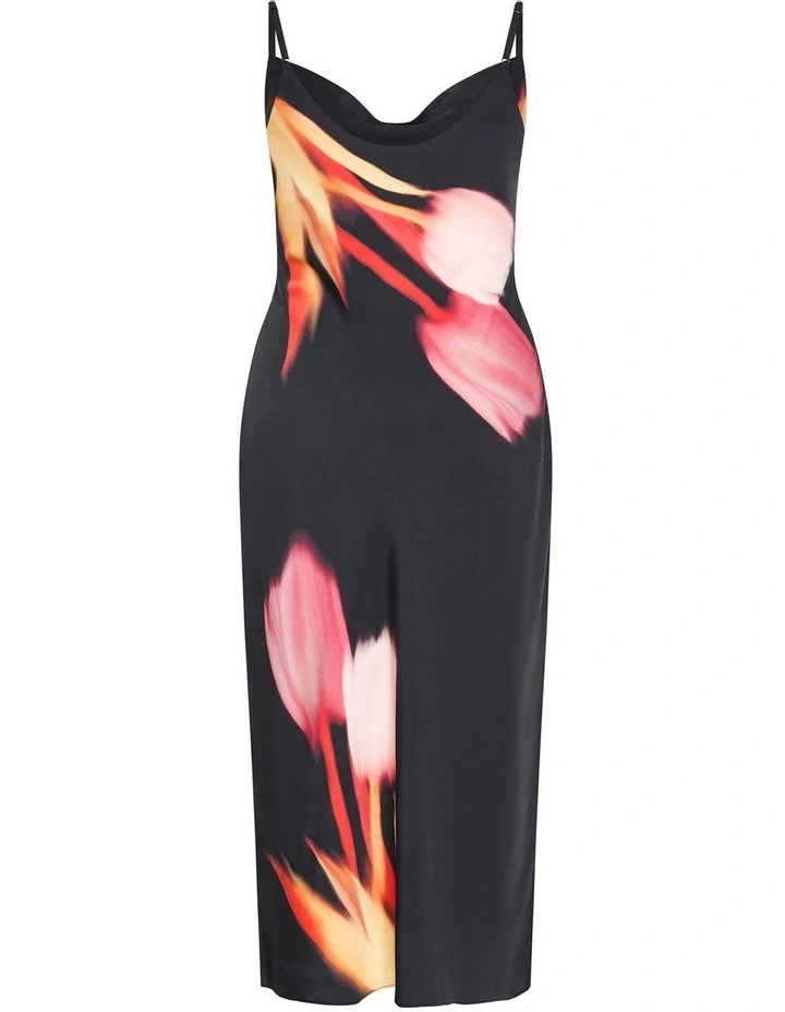 Sienna Print Slip Dress in Black image 4