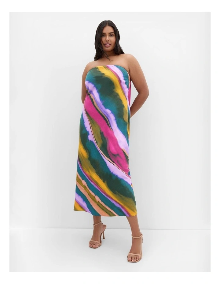 Ines Print Strapless Dress in Multi image 1