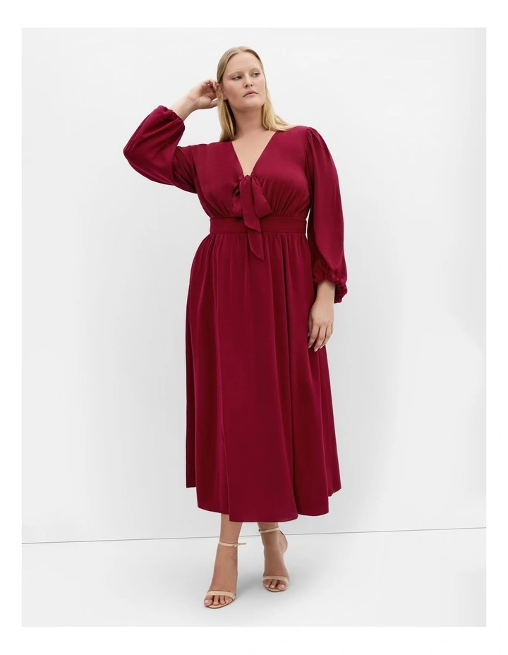 Ivanna V Neck Maxi Dress in Dark Cherry image 1