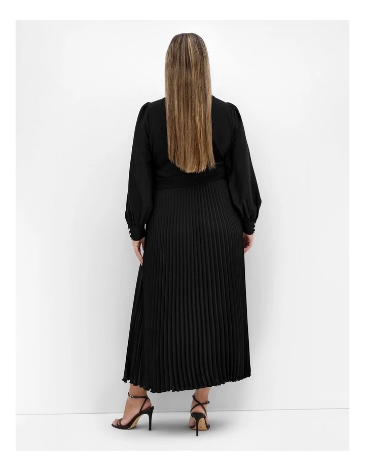 Marily Pleat Midi Dress in Black image 2