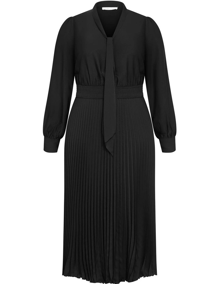 Marily Pleat Midi Dress in Black image 3