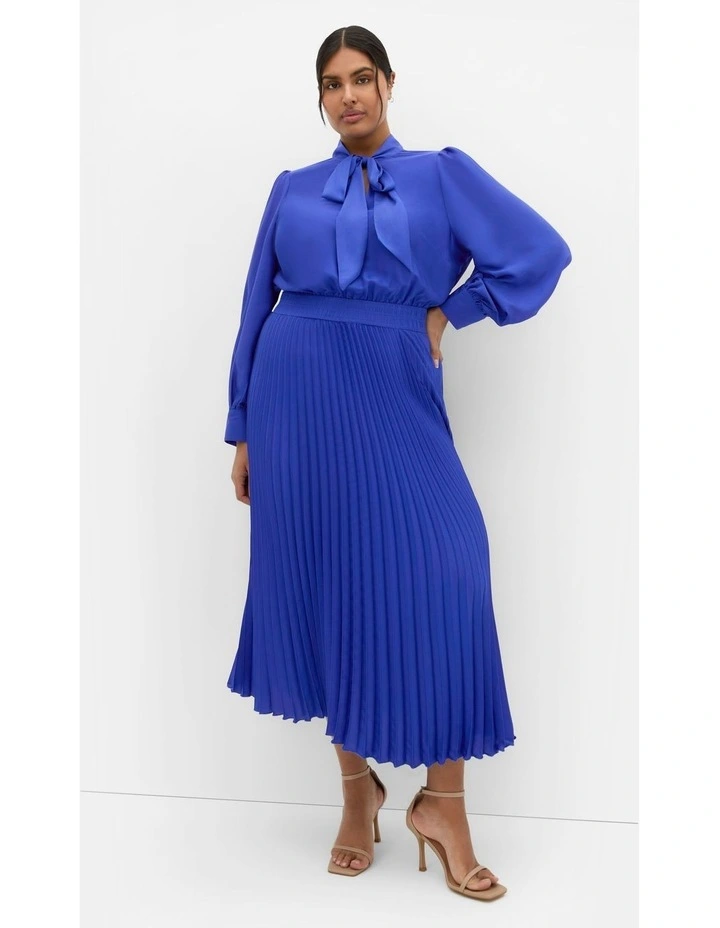 Marily Pleat Midi Dress in Sapphire image 1