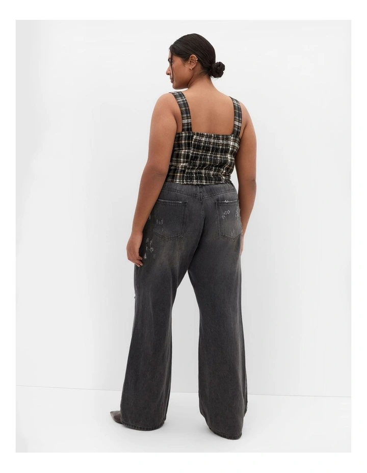Saige Plaid Corset Top in Black image 2