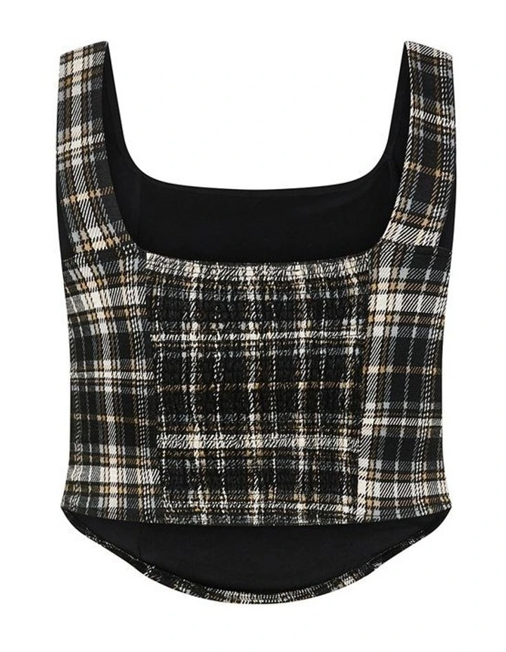 Saige Plaid Corset Top in Black image 4