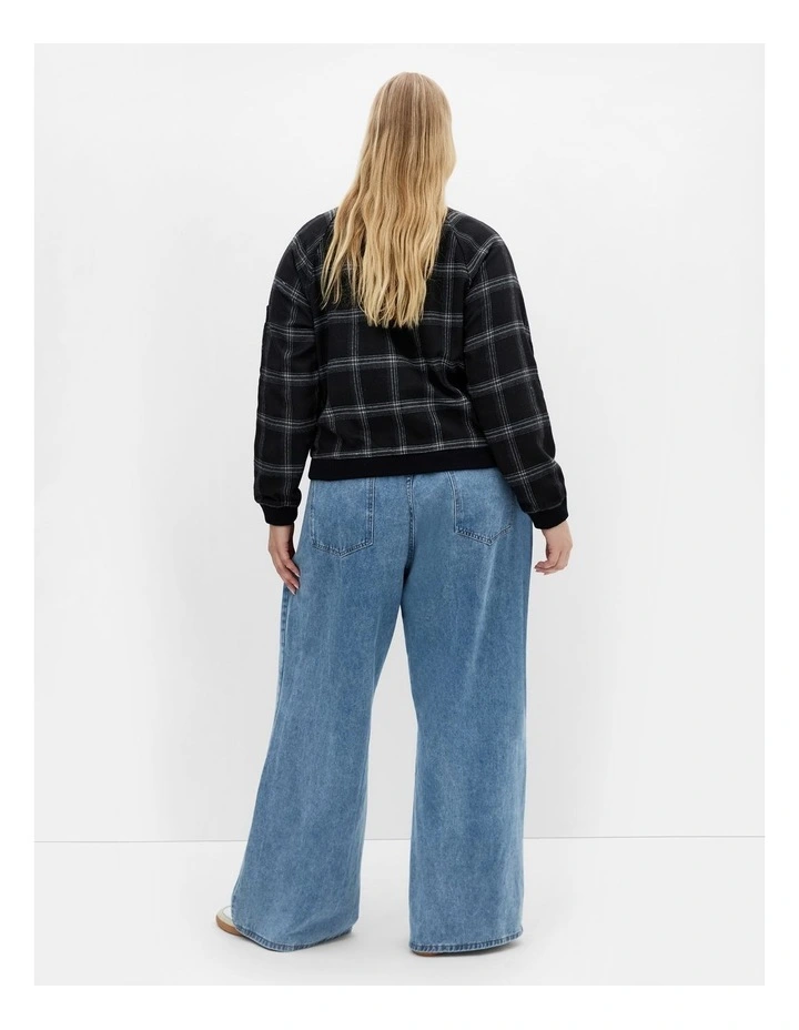 Bomber Plaid Jacket in Black image 2