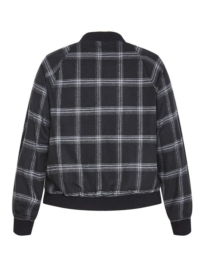 Bomber Plaid Jacket in Black image 4