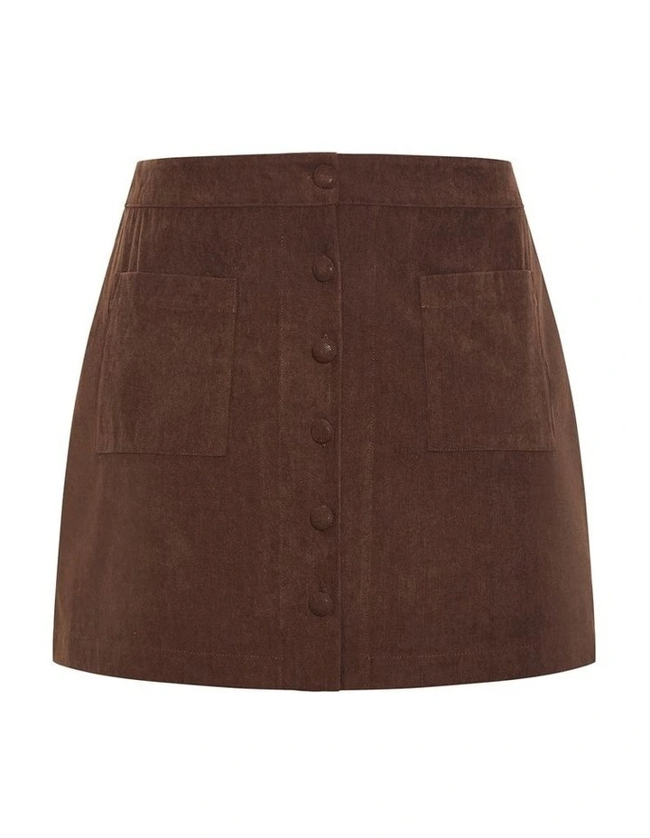 Alana Corduroy Mini Skirt in Chocolate image 3