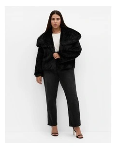 Faith Faux Fur Jacket in Black