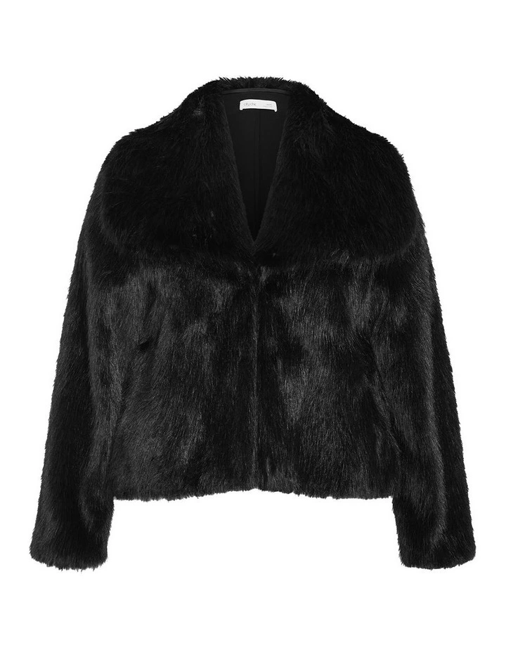 Faith Faux Fur Jacket in Black image 3