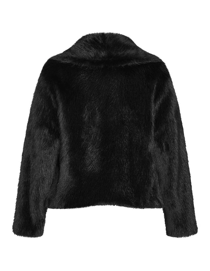 Faith Faux Fur Jacket in Black image 4
