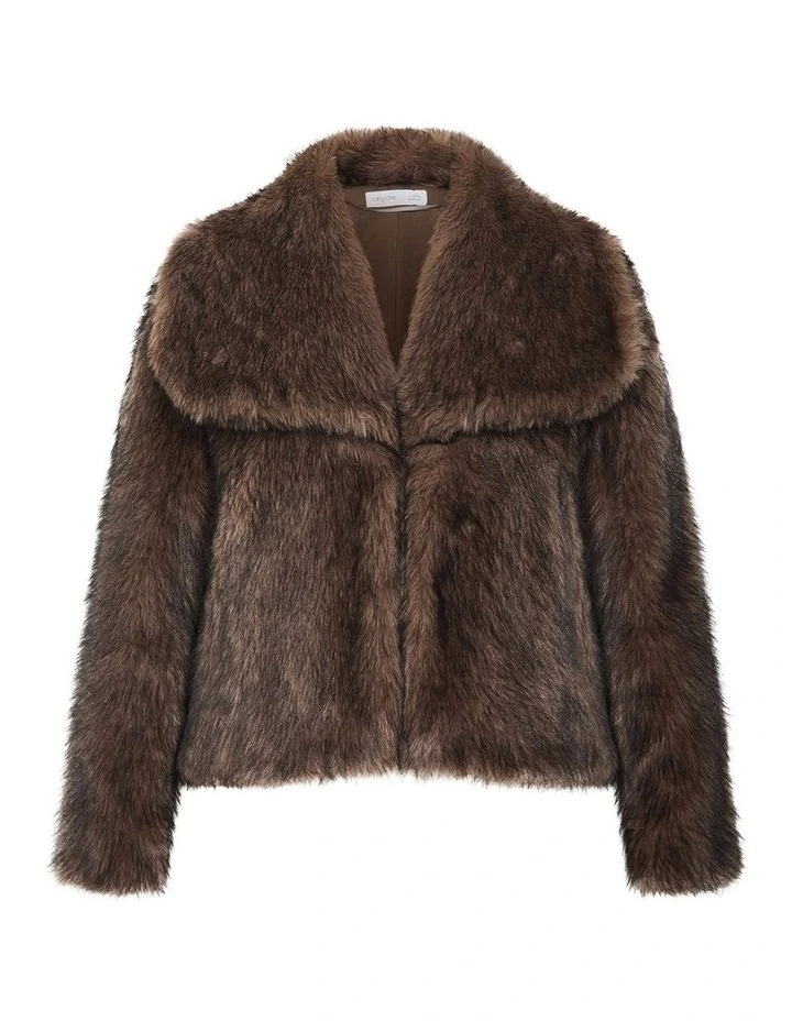 Faith Faux Fur Jacket in Fawn image 3