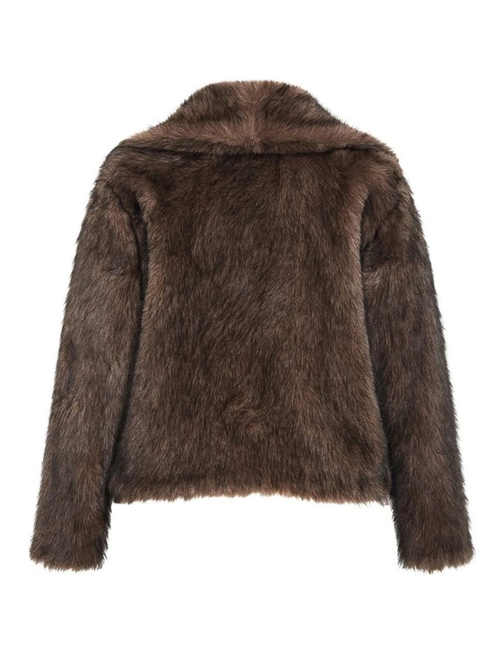Faith Faux Fur Jacket in Fawn image 4