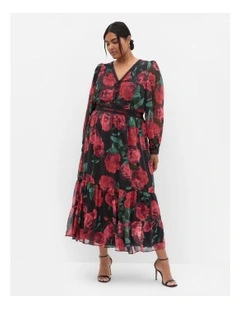 Kianna Print Maxi Dress in Black