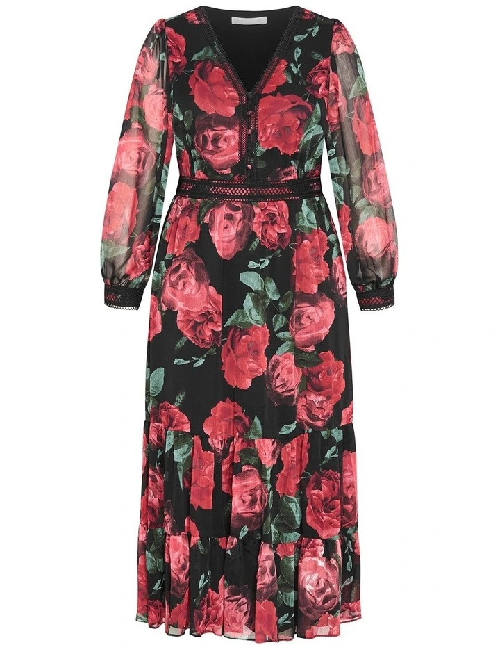 Kianna Print Maxi Dress in Black image 3