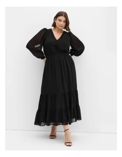 Kianna Long Sleeve Maxi Dress in Black