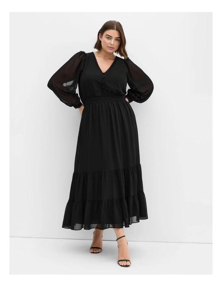 Kianna Long Sleeve Maxi Dress in Black image 1