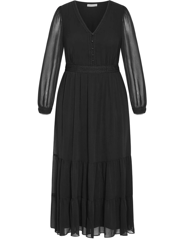 Kianna Long Sleeve Maxi Dress in Black image 3