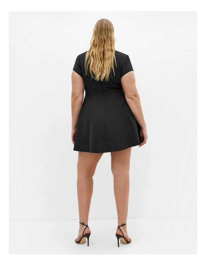 Dynamic Cap Sleeve Skater Dress in Black image 2