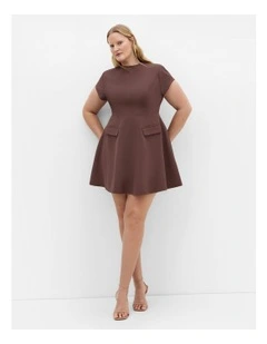 Dynamic Cap Sleeve Skater Dress in Chocolate