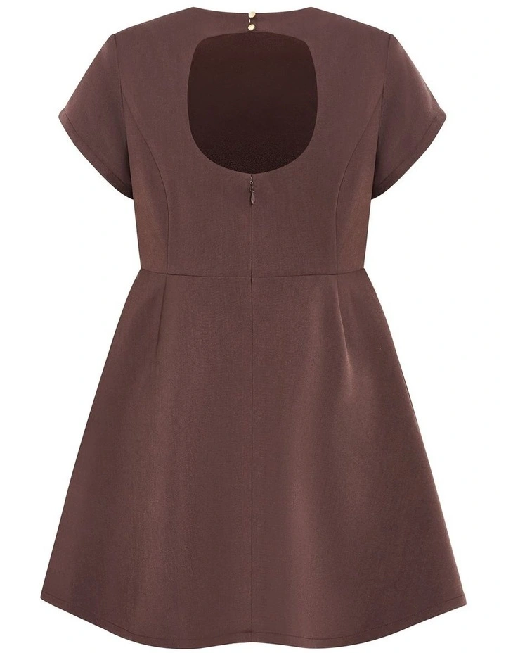 Dynamic Cap Sleeve Skater Dress in Chocolate image 4