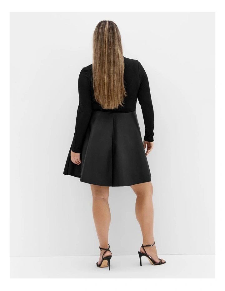 Rosa Faux Leather Skater Dress in Black image 2