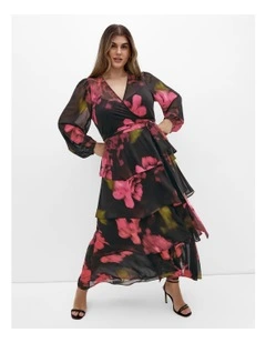 Selene Wrap Maxi Dress in Black