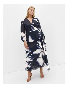 Selene Wrap Maxi Dress in Blue