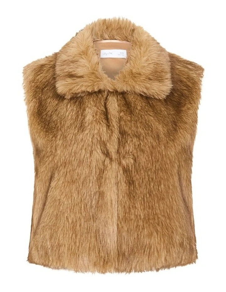 Gianna Faux Fur Vest in Natural image 3