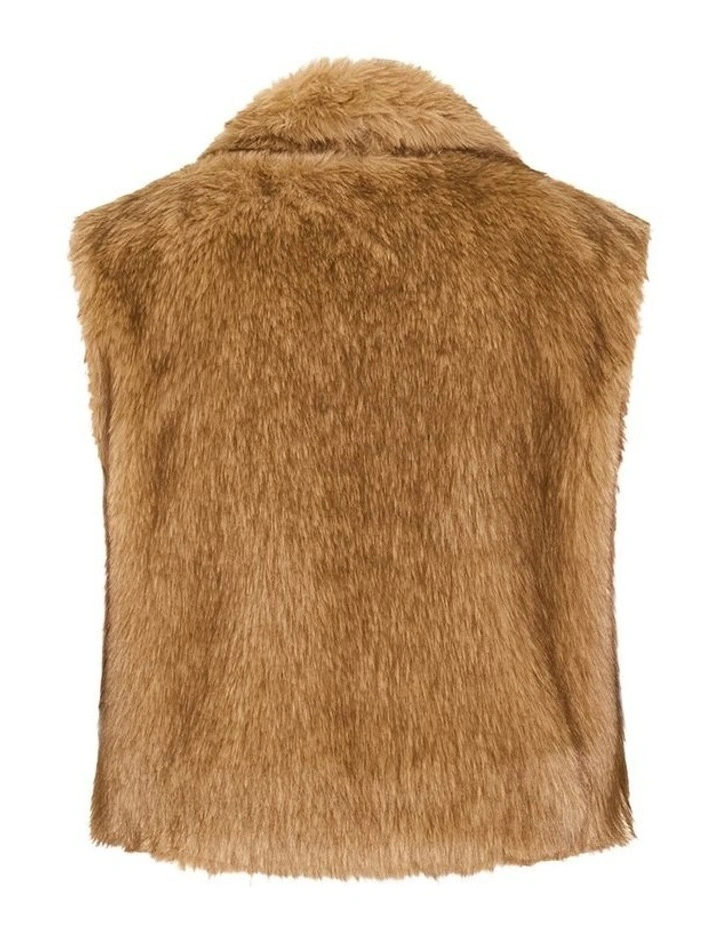 Gianna Faux Fur Vest in Natural image 4