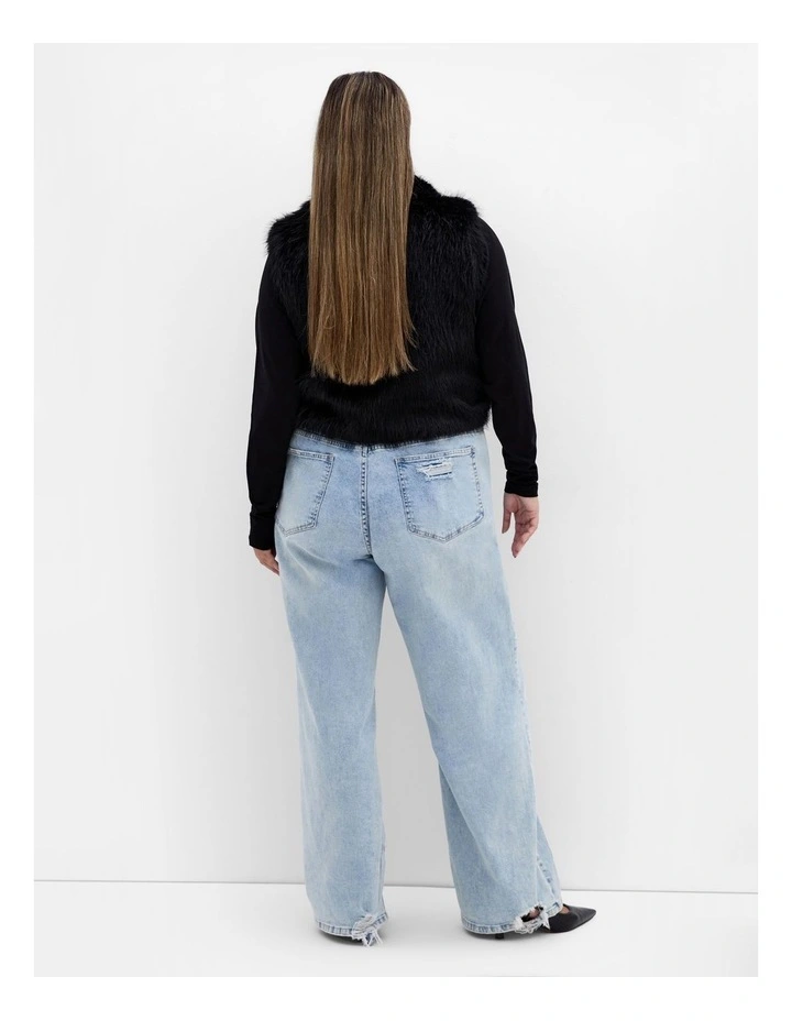 Gianna Faux Fur Vest in Black image 2